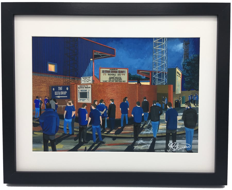 Rochdale A.F.C, Spotland Stadium, High Quality Framed Football Art Print.