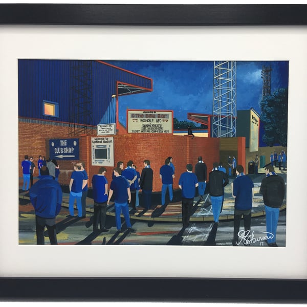 Rochdale A.F.C, Spotland Stadium, High Quality Framed Football Art Print.