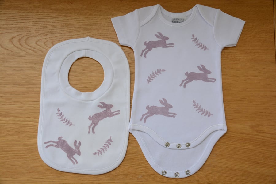 Baby Gift Set - Hares and Ferns (Dusky Pink)