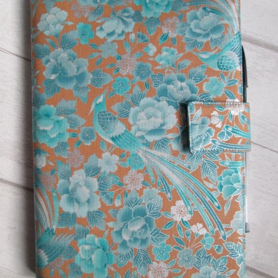 A5 Oriental Blue Bird Reusable Notebook Cover, Japanese Notebook
