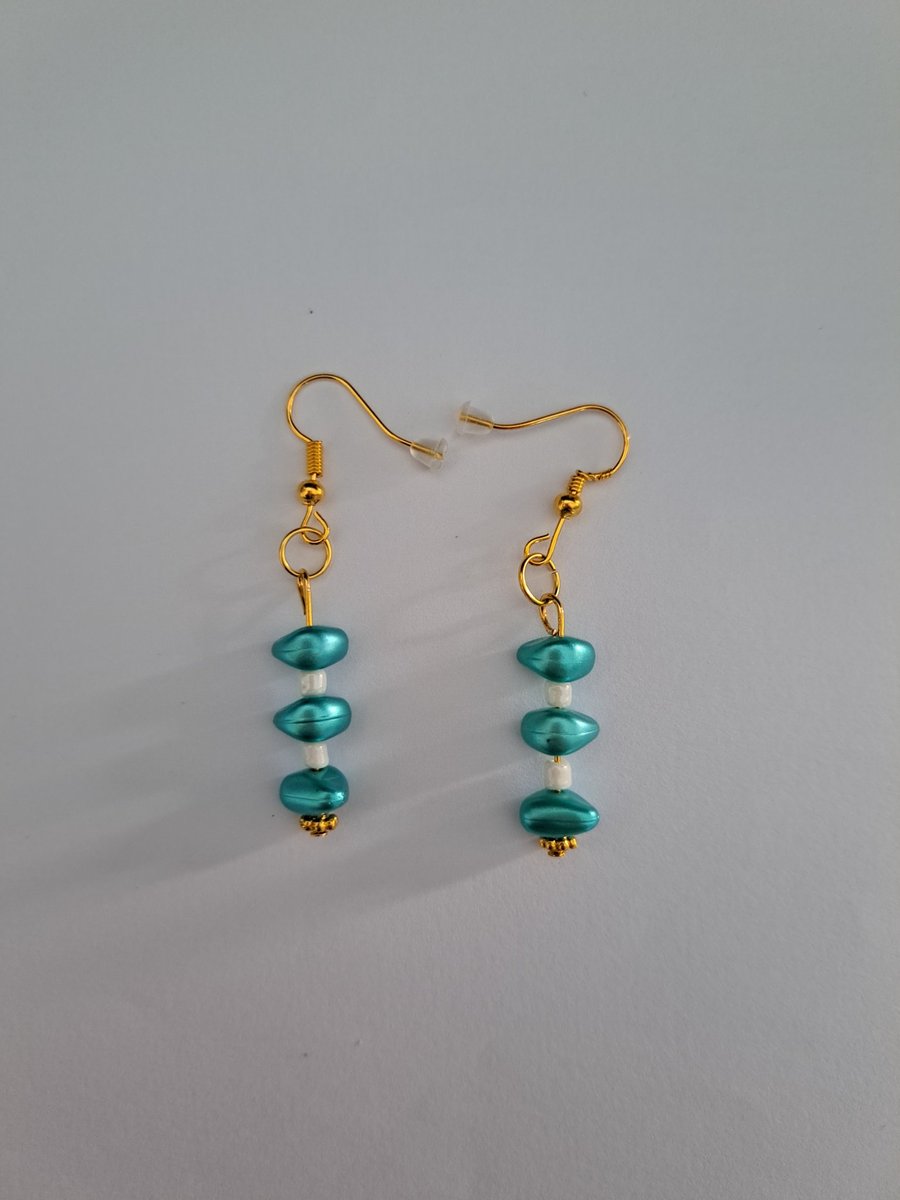 Blue and White Dangle Earrings