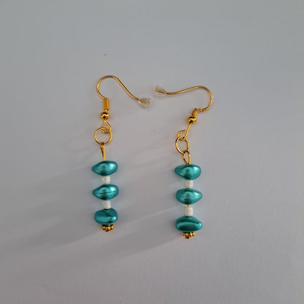 Blue and White Dangle Earrings