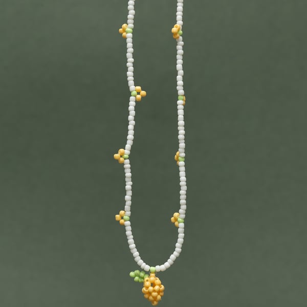 Beaded Lemon Pendant Necklace - Smoothie Collection.