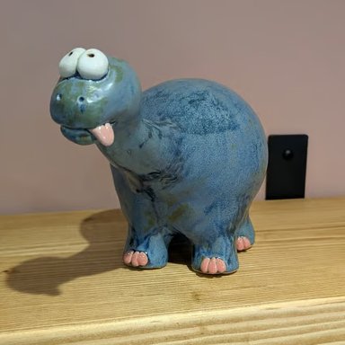 Diplodocus, blue and green, ceramic dinosaur 