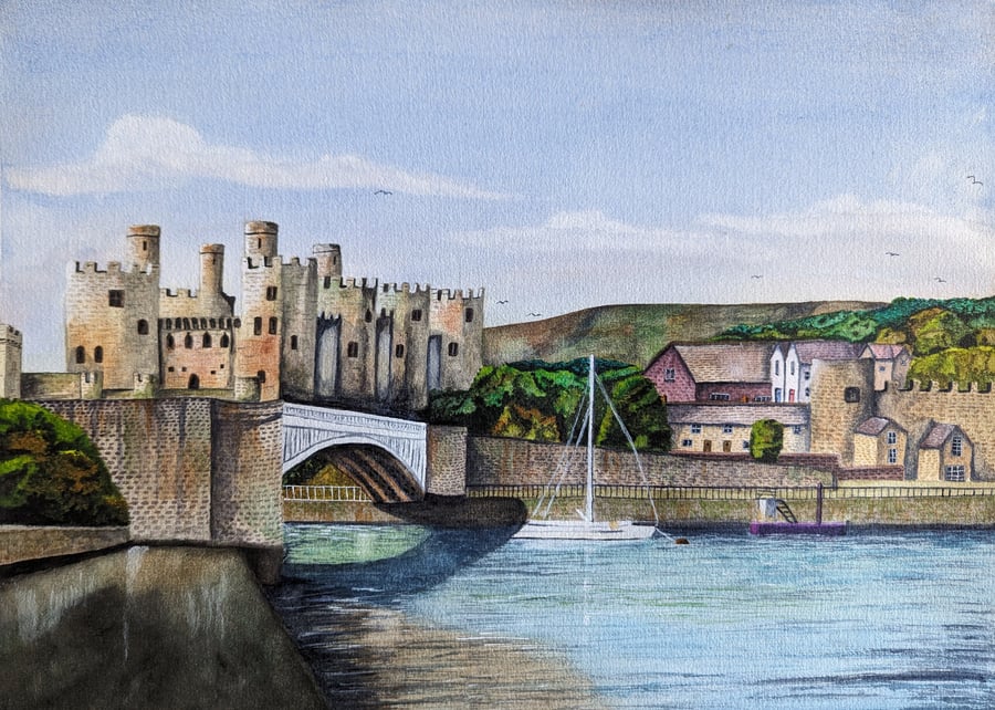Conwy Castle North Wales. A4 Watercolour Print