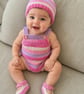 Hand knitted baby girl romper set 
