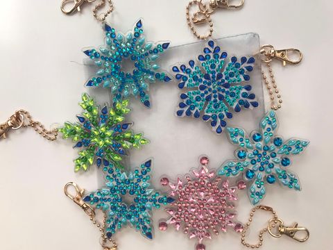 Set of 6 Diamond Art Christmas Decorations Snowflakes 2