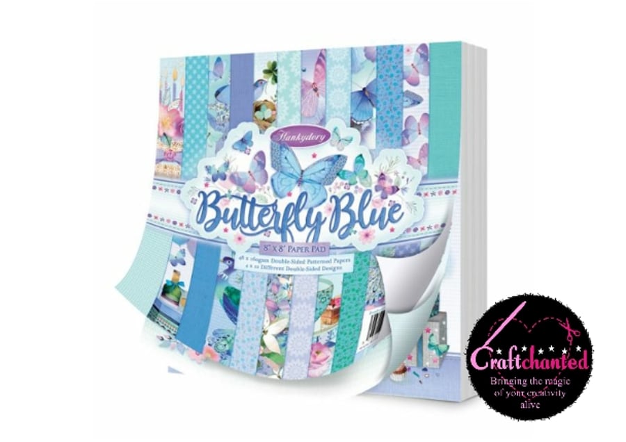 Hunkydory - Butterfly Blue - 8" x 8" Paper Pad - 160gsm - 48 Sheets
