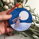 Moonlit Hare - Winter - Hanging Decoration