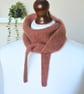Knitted Small Scarf Triangle Scarflette Harmony Scarf Merino Silk Rusty Brown