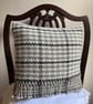 Angharad cushion: Ash grey 12" fringed. Handwoven in Wales - Image 1