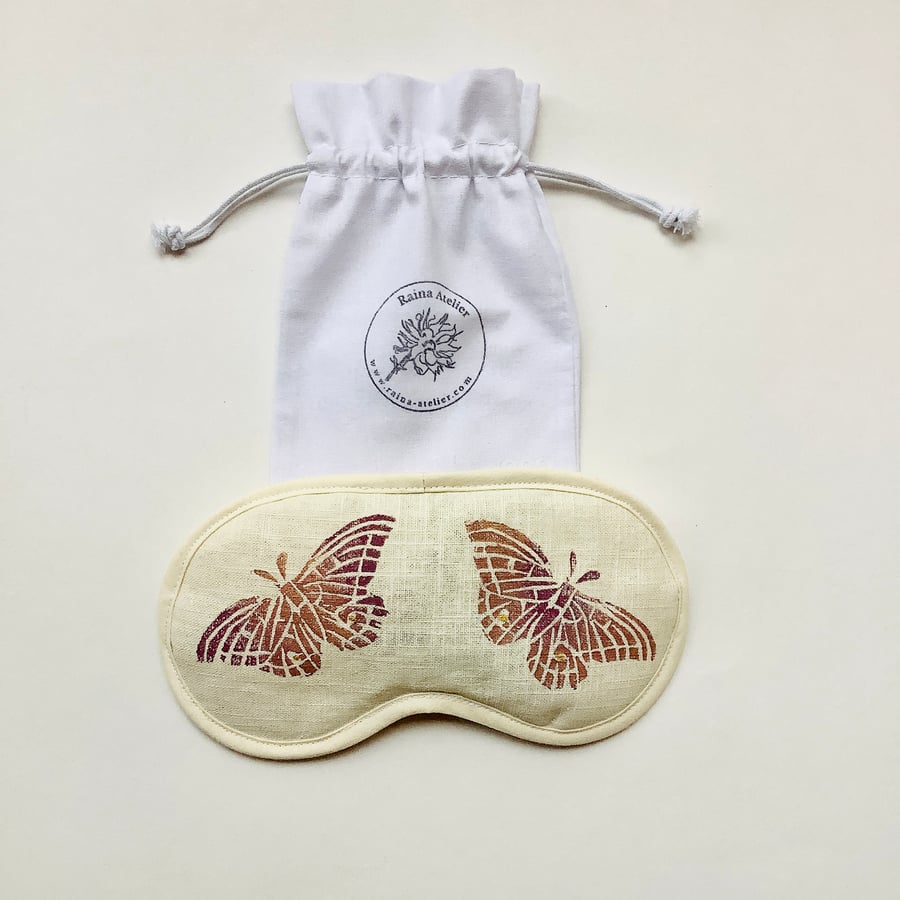 Cream Butterflies linen lavender infused eye mask 