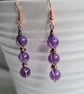 Handmade Natural Amethyst & Copper Dangle Drop Earrings Gift Crystal Jewellery - Image 4