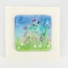 Glass Flower Meadow Picture in Pink & Purple