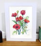 Red Poppy Original Flower Watercolour Painting Contemporary Botanical Art - Image 3