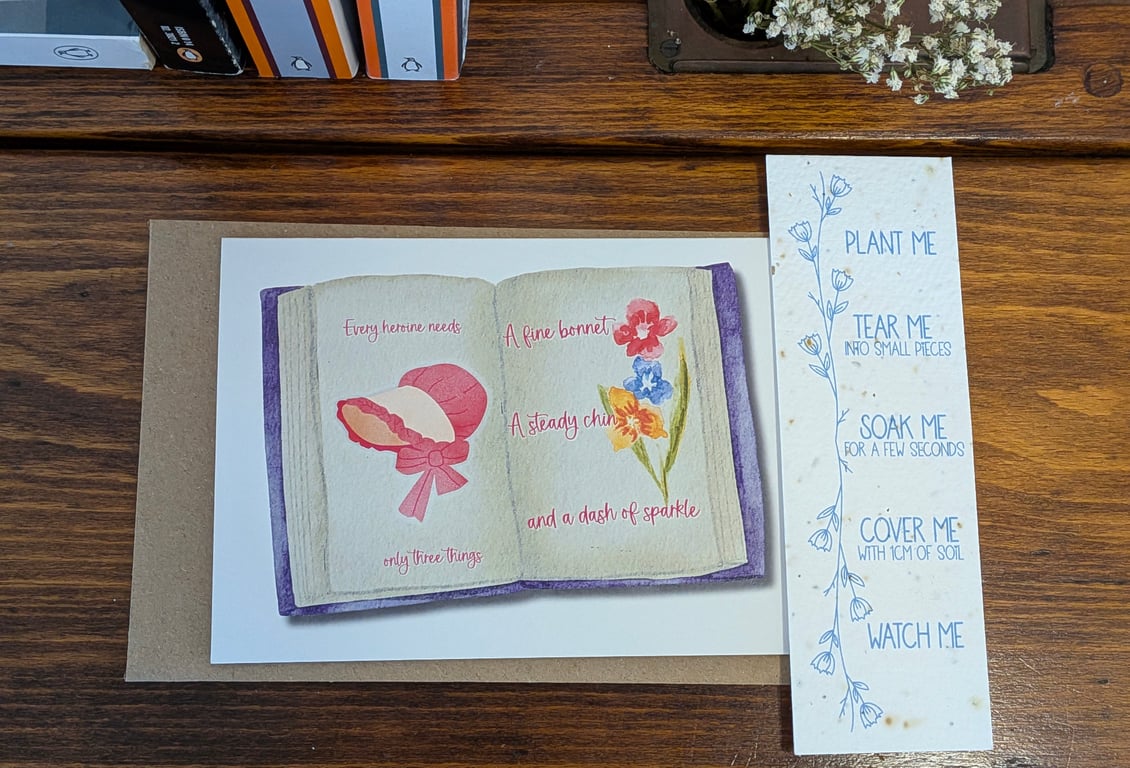 The Heroine Letterbox Gift - Greeting Card, Plantable Bookmark & Sticker