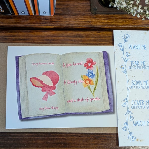 The Heroine Letterbox Gift - Greeting Card, Plantable Bookmark & Sticker