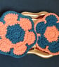 Flower coaster set - orange & navy  - Image 2