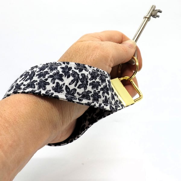 Handmade Fabric Wristlet Key Fob, Easy Hold Design Blue collection