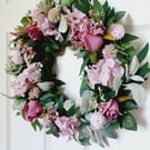 Handmade Pink Rosebud Door Wreath - Artificial Floral Wreath