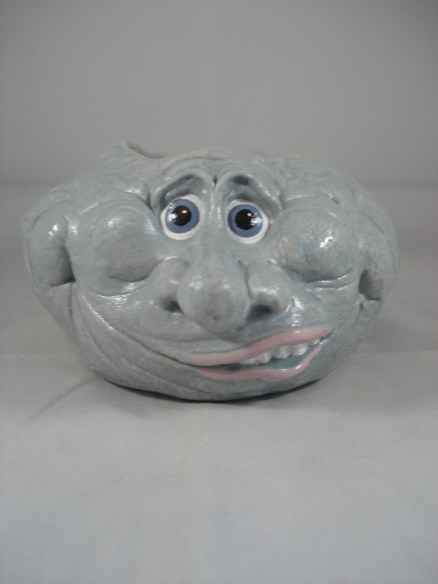 Ceramic Small Grey Novelty Garden Flower Herb Plant Pot Candle Holder Container.