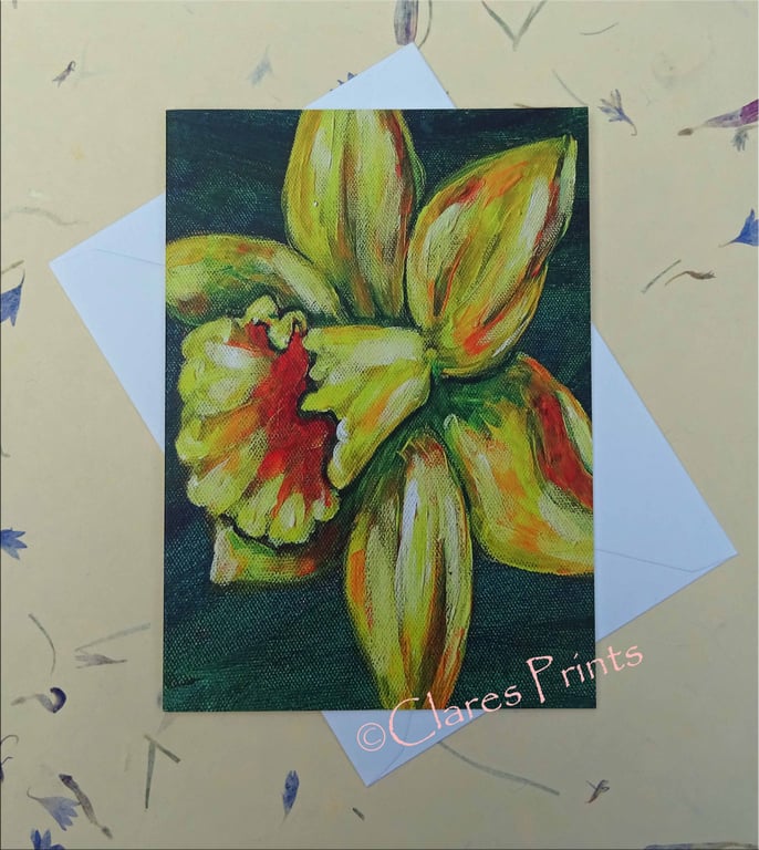 Daffodil Blank Greeting Card From my Original Acrylic Painting