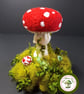 Toadstools on Mossy Mound. Needle Felted with Natural Wool Fibres. 