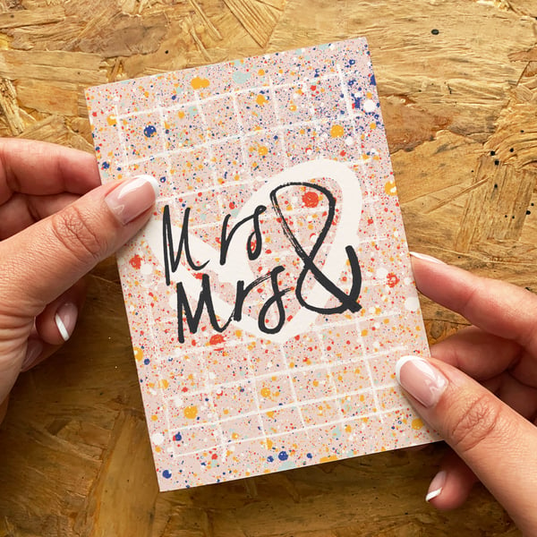 Mrs & Mrs LGBTQA Wedding Card, Same Sex Queer Wedding Card