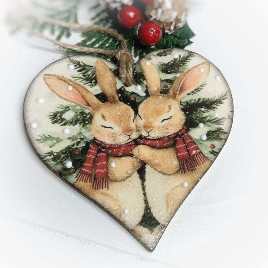 Winter Bunny Rabbits Christmas Decoration