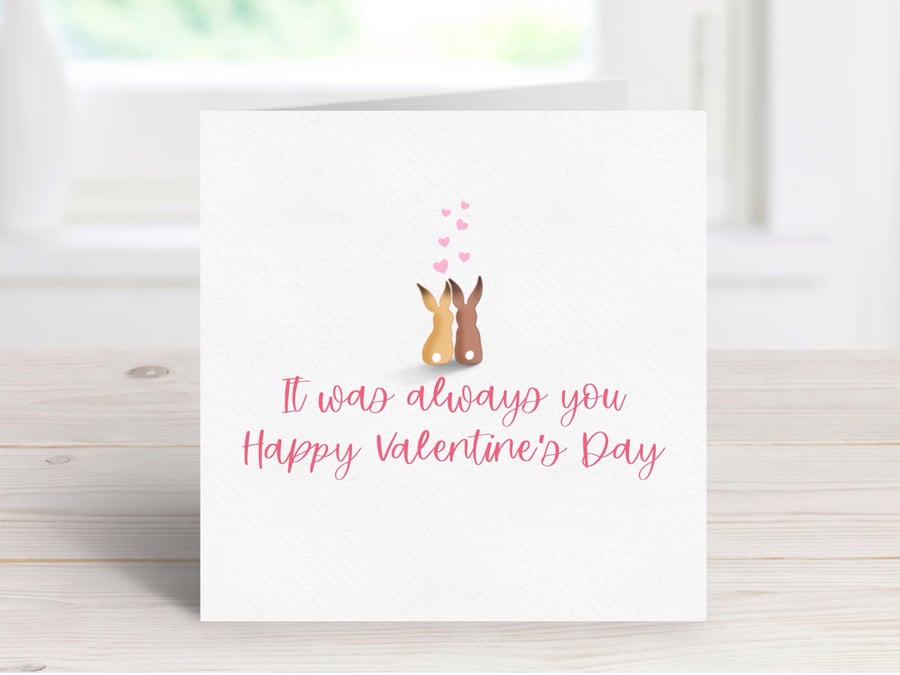 Valentine's Day Greeting Card, Bunny Love Card, Cute Love Card.