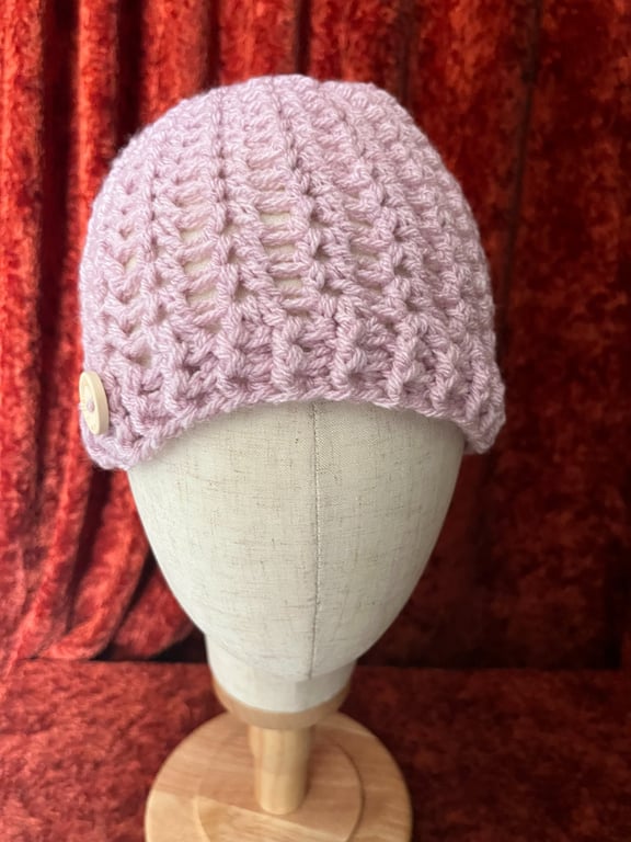 Pink 'Blush' Crocheted Hat for Women or Teenagers in Adult Size