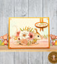 Congratulations Greeting Card With A Mouse In Blooming Flowers, Blank Insert - Image 1
