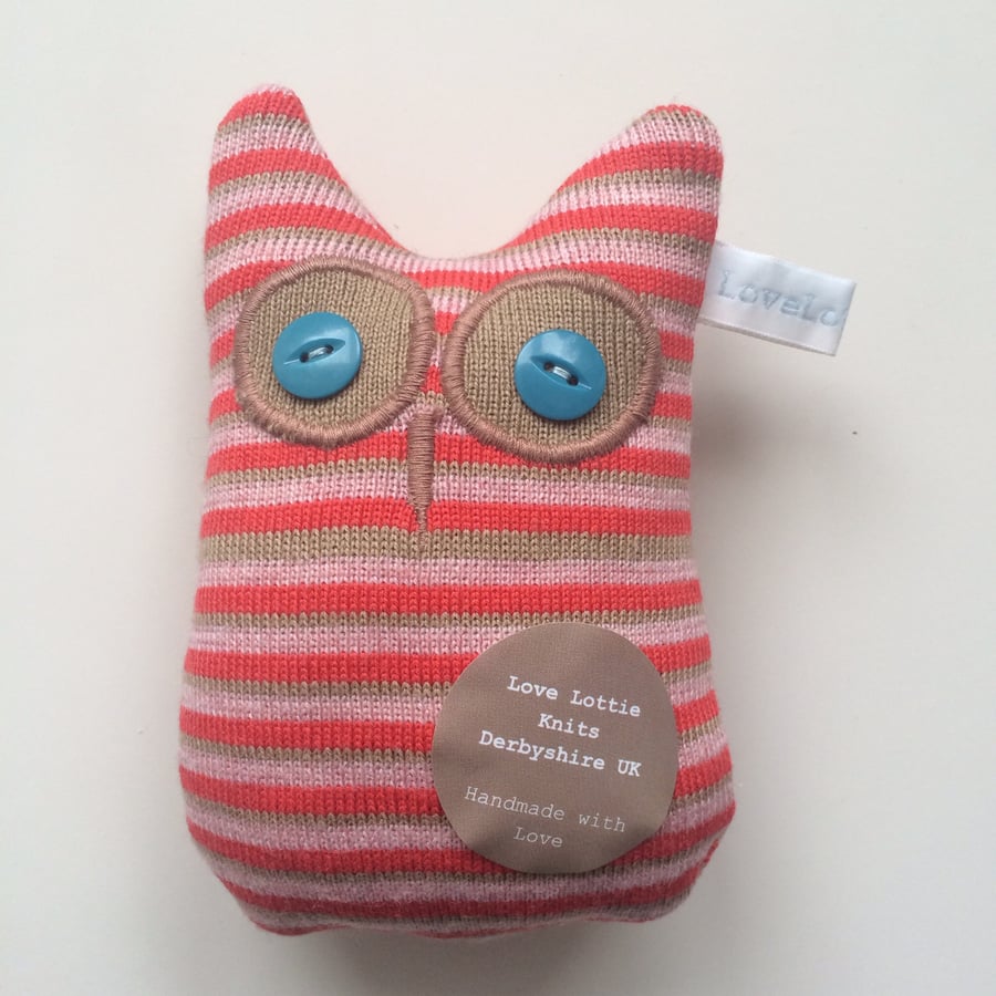 S A L E - Knitted Lavender Olive Owl