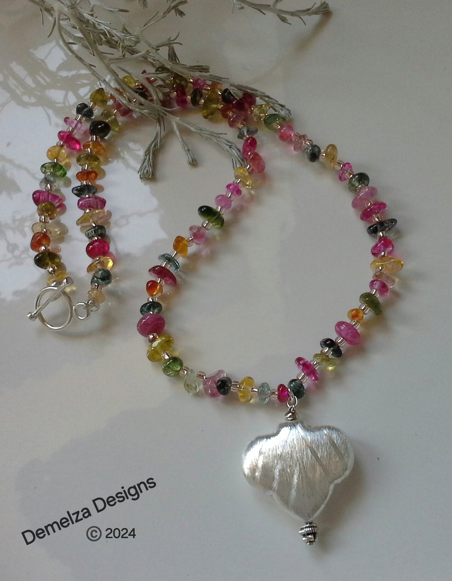 Rainbow Quartz, Seed Bead & Quality  Silver Plated Necklace 