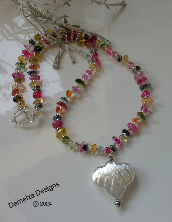 Rainbow Quartz, Seed Bead & Quality  Silver Plated Necklace 