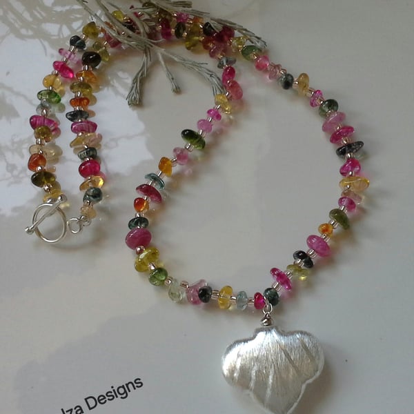 Rainbow Quartz, Seed Bead & Quality  Silver Plated Necklace 