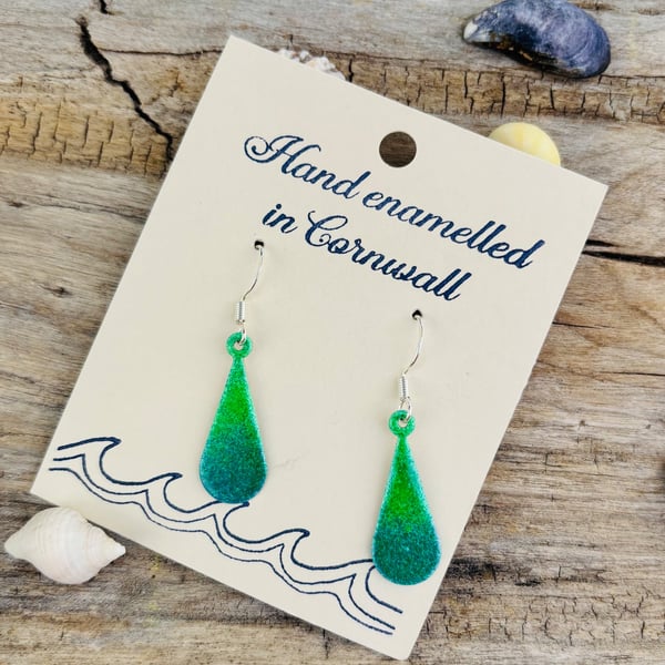 Hand enamelled earrings on sterling silver ear hooks 