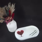 Handmade Glitter Heart Vase & Display Tray Set