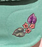 Mint green handbag with green and violet leaves  - Image 4