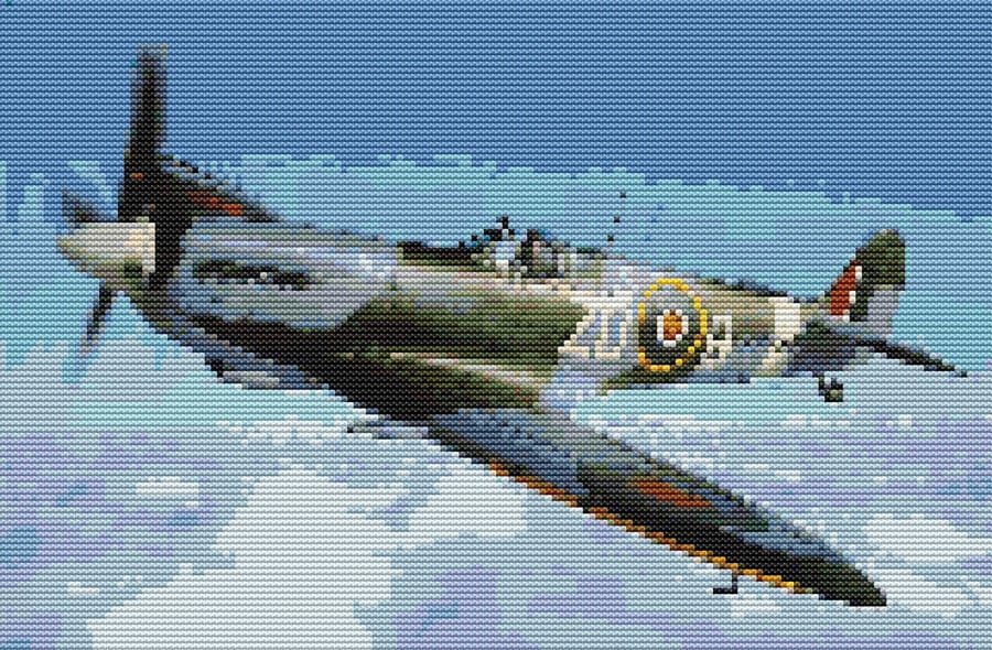 Spitfire ZD-B (Plane) cross stitch chart