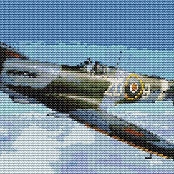 Spitfire ZD-B (Plane) cross stitch chart