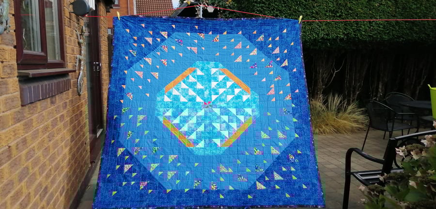 Handmade Patchwork Quilt by Diane Davis - Sailing Boats on a Blue Ocean