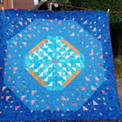 Handmade Patchwork Quilt by Diane Davis - Sailing Boats on a Blue Ocean