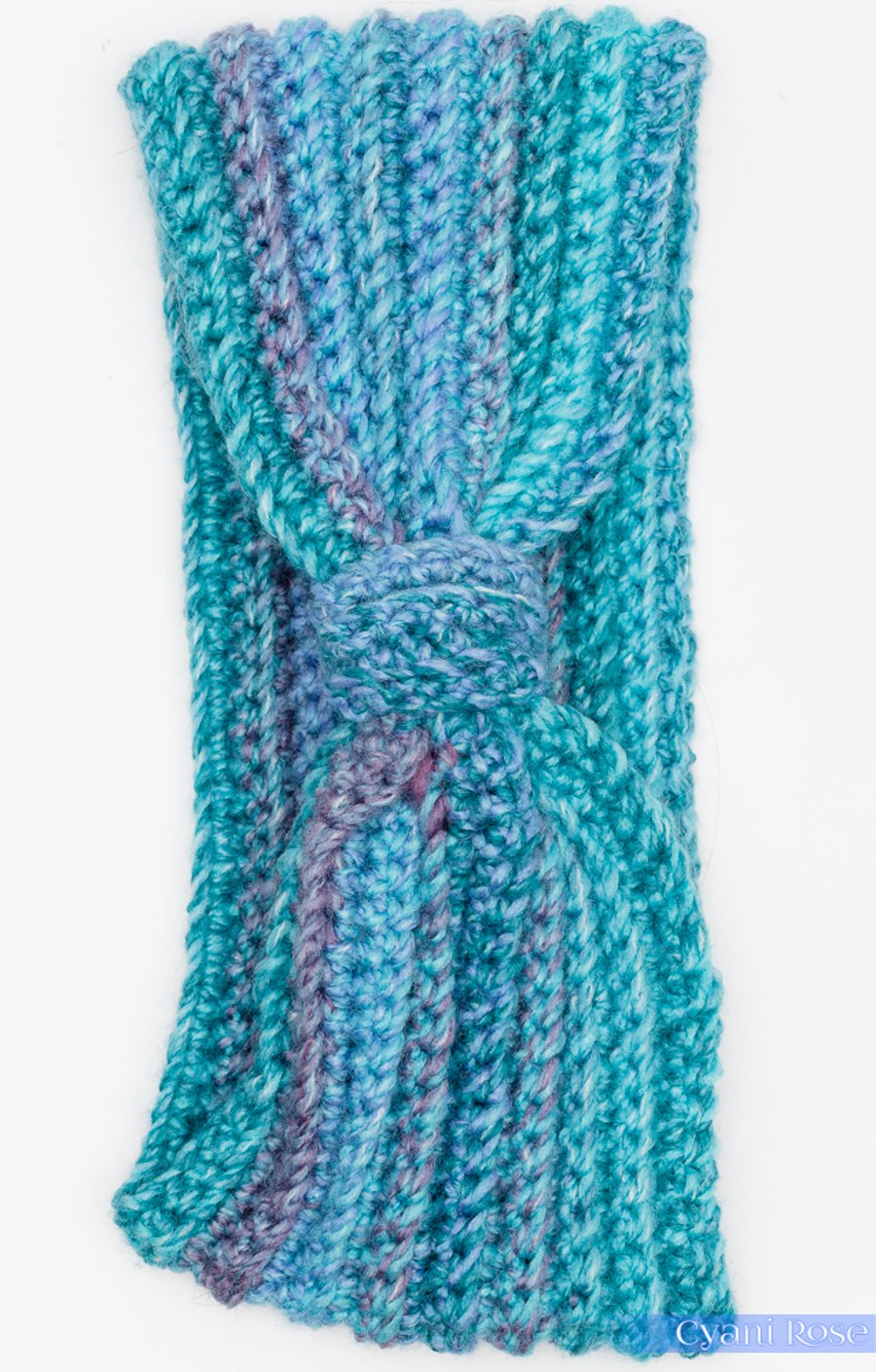 Earwarmer headband crochet handmade turquoise ribbed chunky cosy