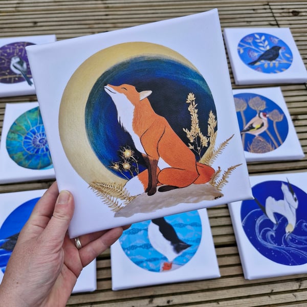 Fox & The Moon Canvas Print