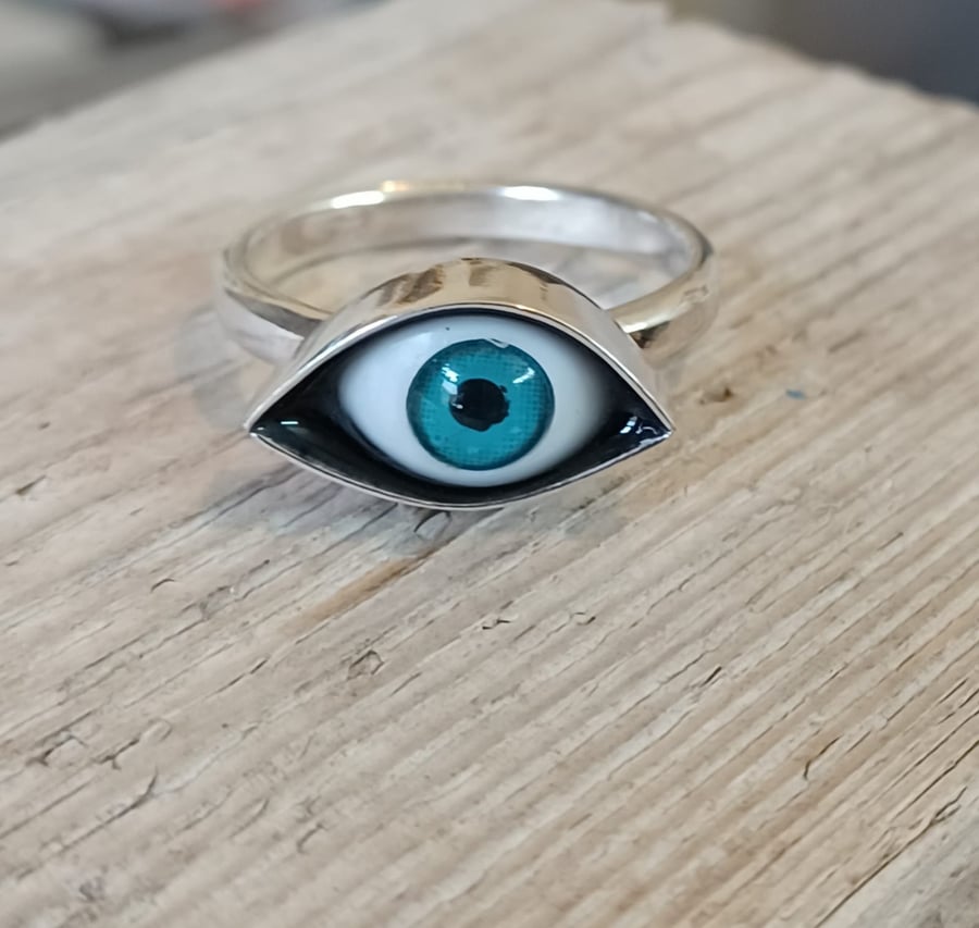 All seeing eye clearance ring silver
