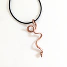 Handmade Copper Art Nouveau Pendant on Black Cotton Cord