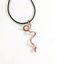 Handmade Copper Art Nouveau Pendant on Black Cotton Cord