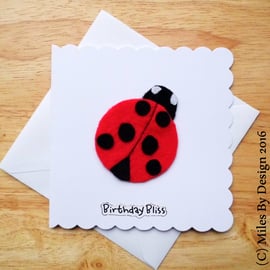 Red Felt Ladybird Birthday Card