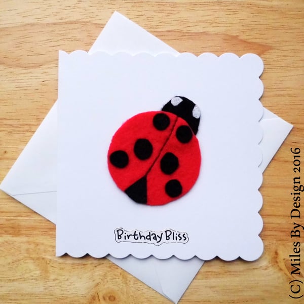 Red Felt Ladybird Birthday Card